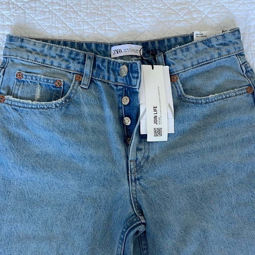 Zara mid rise full length straight leg jeans